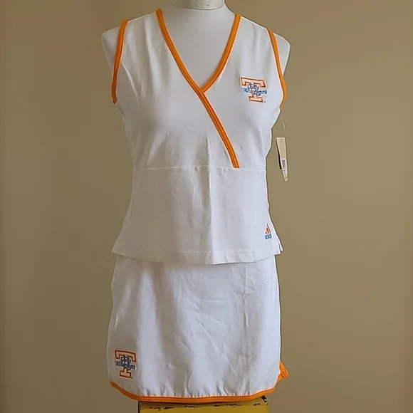 RARE Vintage Tennessee Lady Vols UT NEW ADIDAS Tennis Top White Racer Back Lg - Picture 6 of 13